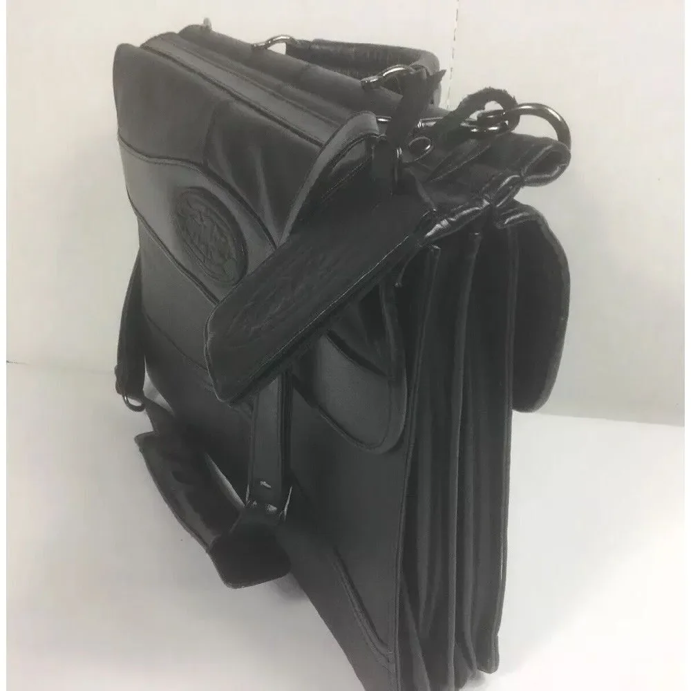 Terrapin Deluxe Black Leather‎ Messenger Bag Mobile Office Briefcase Business